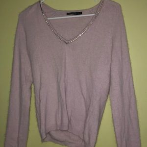 REAL CASHMERE lilac sweater bedazzled